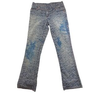 Vintage 90s Calvin Klein Jeans Womens 10 Floral Lace Print Flared Denim Pants